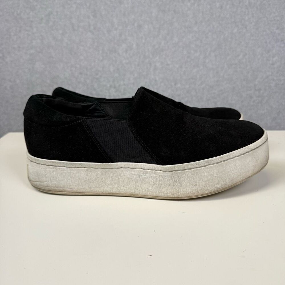 Vince Womens Size 8.5M Warren Platform Suede Shoes Black White Slip On Comfort